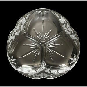 Vintage Mikasa Crystal Christmas Tidings 12" 3 Part Divided Serving Dish EUC